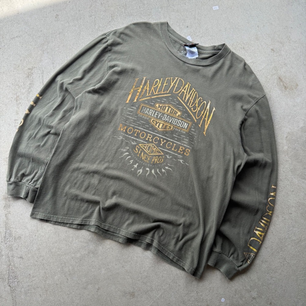 Y2K Mens Harley-Davidson Yeager's Sedalia MO Long Sleeve Graphic T-Shirt XL